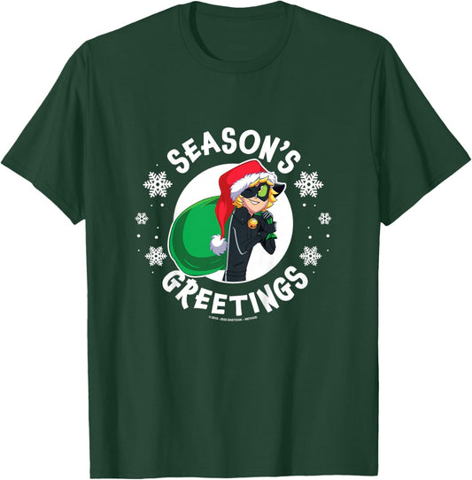 Kids Miraculous Lady Bug - Cat Noir Seasons Greetings T-Shirt - T-Shirt | Forest