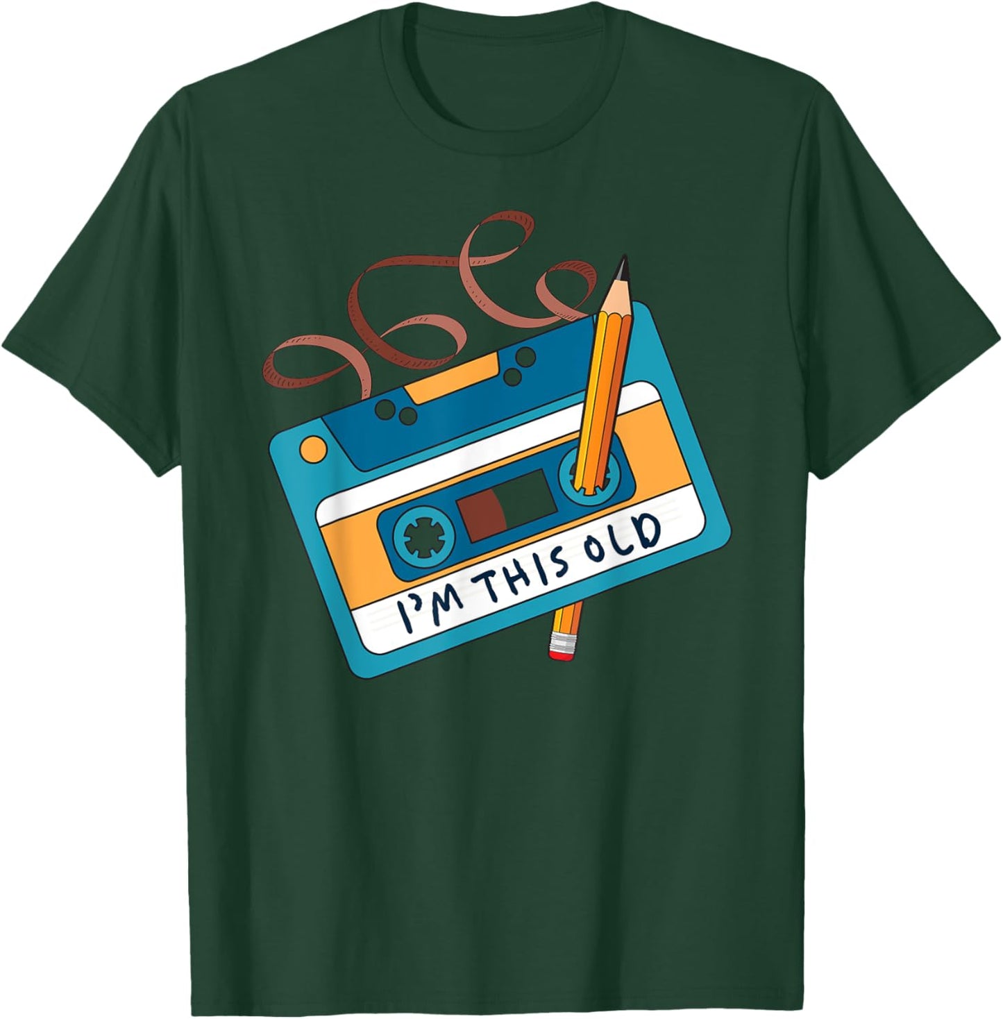 I'm This Old Cassette Tape Pencil 90s 80s Retro Vintage T-Shirt - T-Shirt | Forest