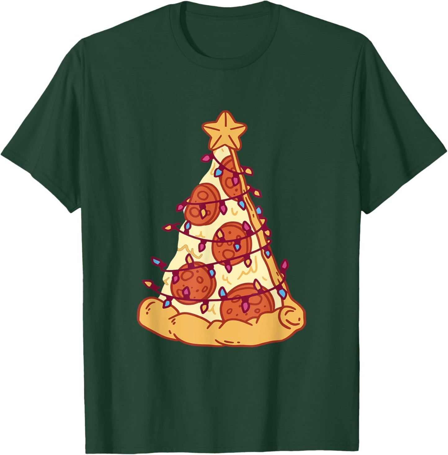 Pizza Christmas Tree Pepperoni Pizza Slice Food Xmas Party T-Shirt - T-Shirt | Forest