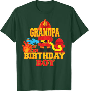Grandpa Of The Birthday Boy Firetruck Firefighter Party T-Shirt - T-Shirt | Forest
