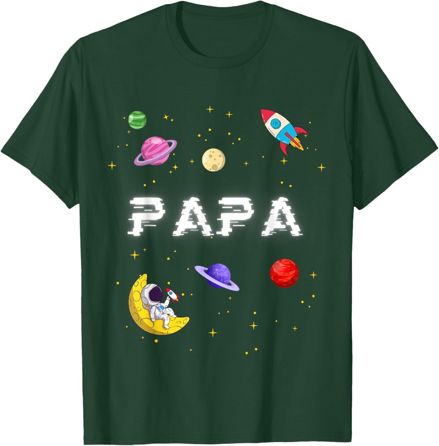 Papa Outer Planets Birthday Crew Space Party Themed T-Shirt - T-Shirt | Forest