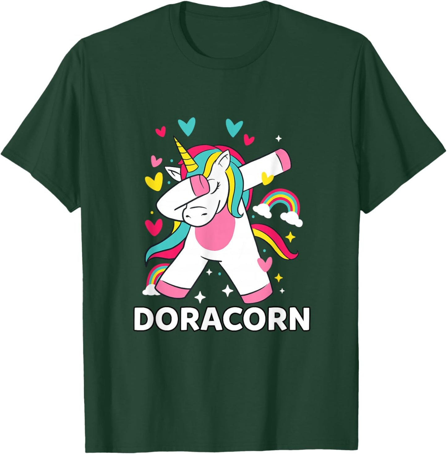 Doracorn Personalized Name Dabbing Unicorn Dora T-Shirt - T-Shirt | Forest