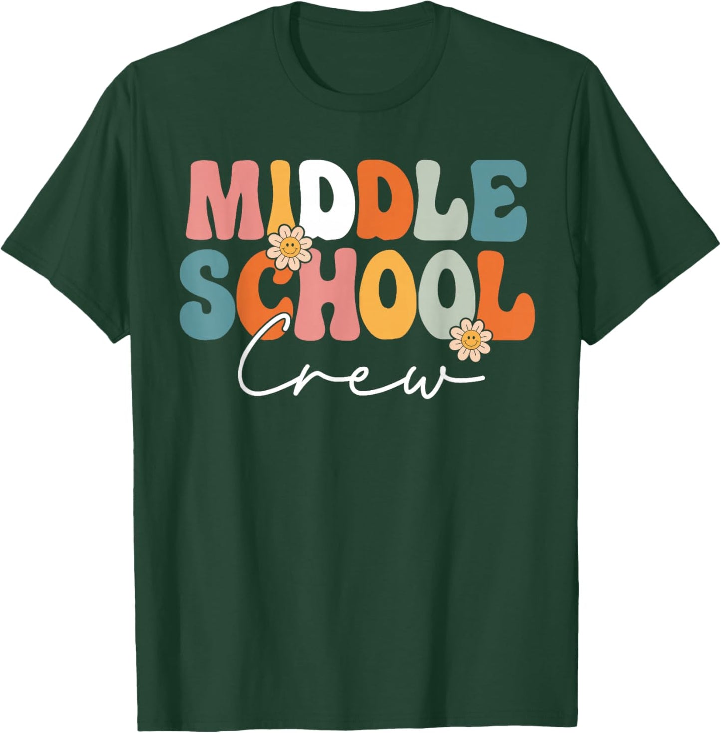 Middle School Crew Team Retro Groovy Vintage Back To School T-Shirt - T-Shirt | Forest