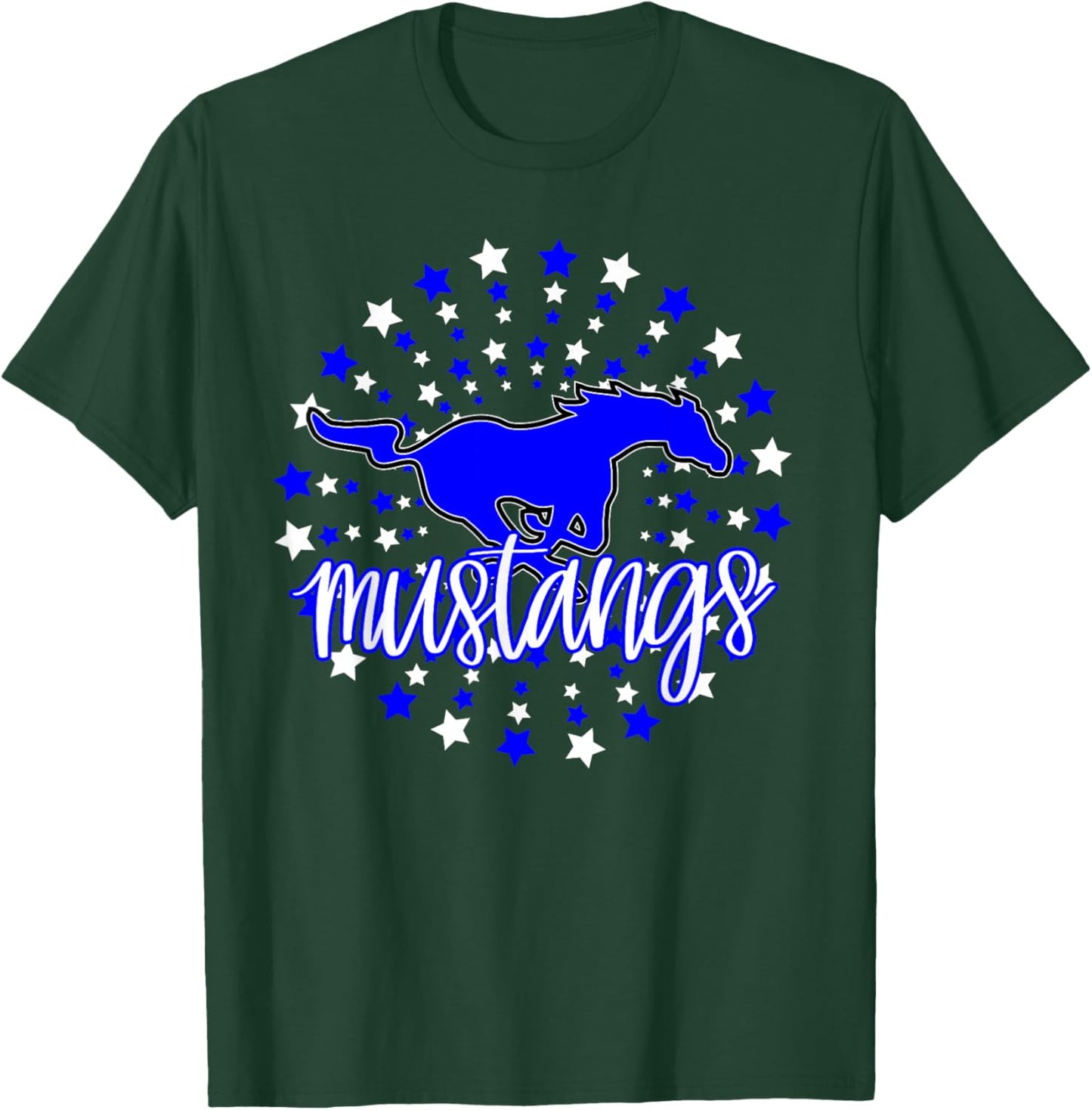 Mustangs School Spirit Stars Mustang Pride Football Mom T-Shirt - T-Shirt | Forest