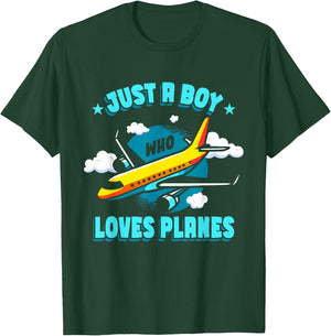 Plane Toddler Airplane Kids Just A Boy Who Loves Planes T-Shirt - T-Shirt | Forest