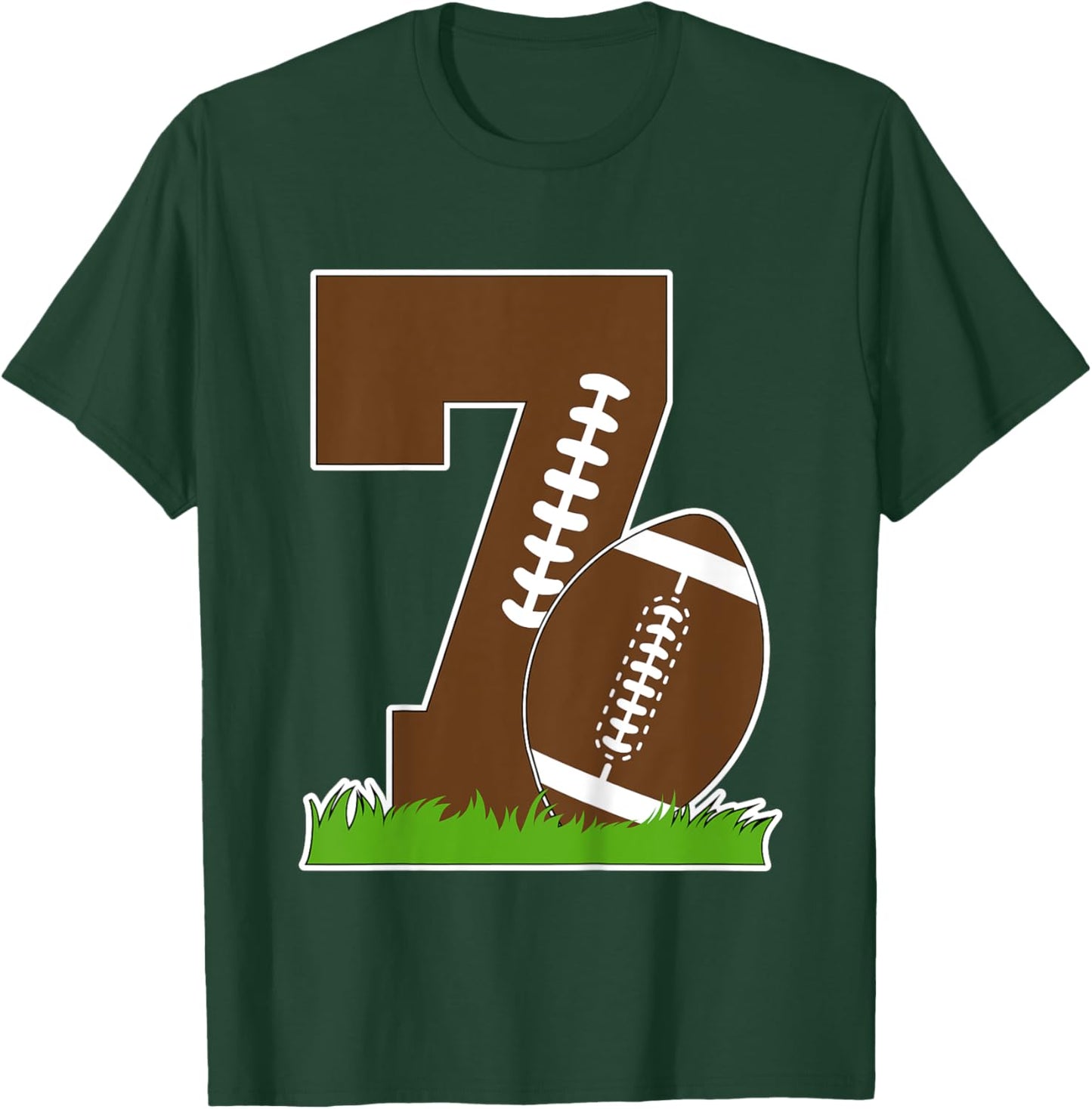 Kids 7th Birthday Football Boy Seven Year Old Football Player T-Shirt - T-Shirt | Forest