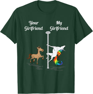 Your Girlfriend My Girlfriend Pole Dancing Unicorn Dancer T-Shirt - T-Shirt | Forest