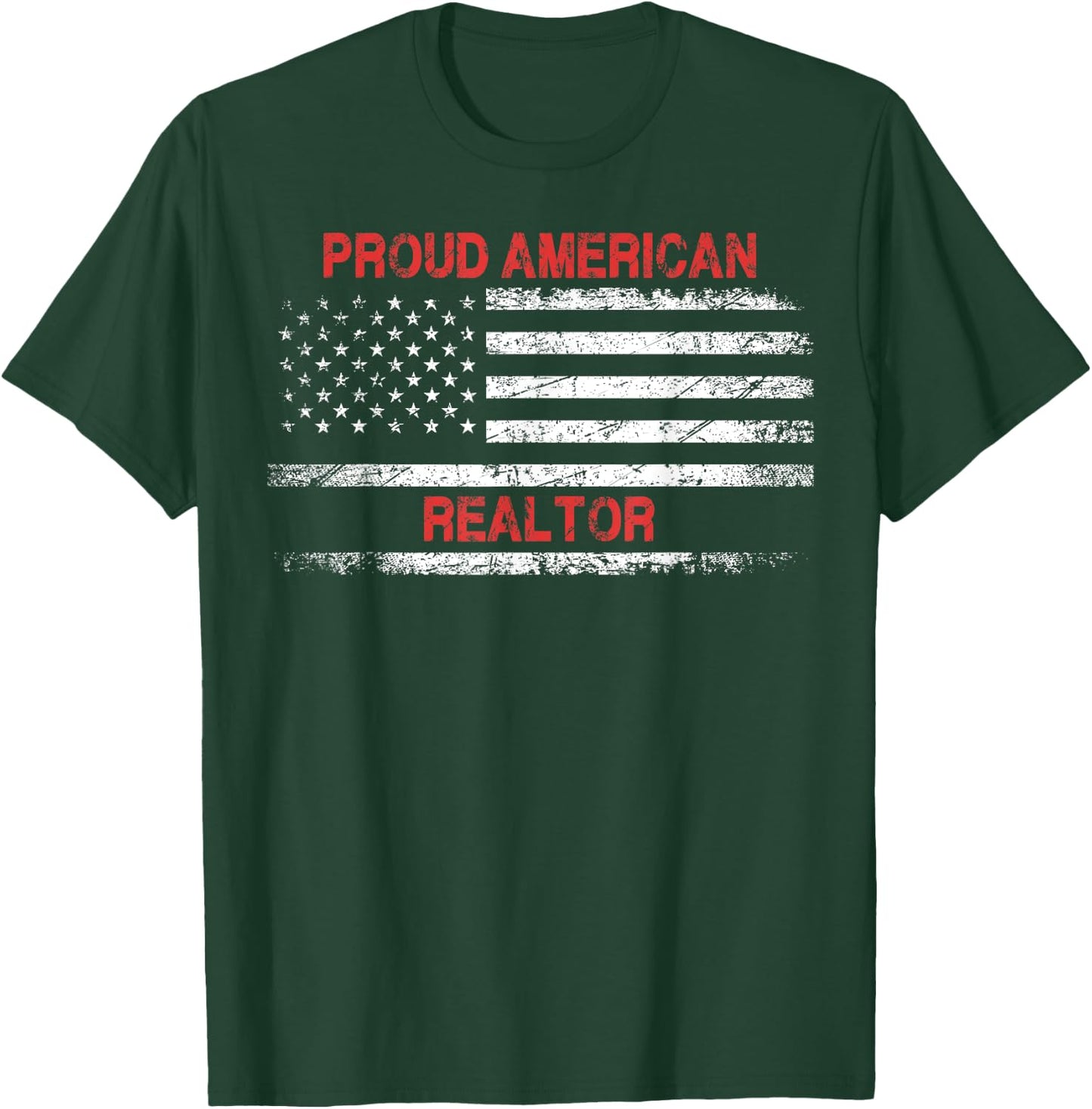 Proud American Patriotic USA Flag Gift Realtor Men T-Shirt - T-Shirt | Forest