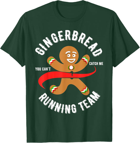 Gingerbread Running Team Xmas Cookie Christmas T-Shirt - T-Shirt | Forest