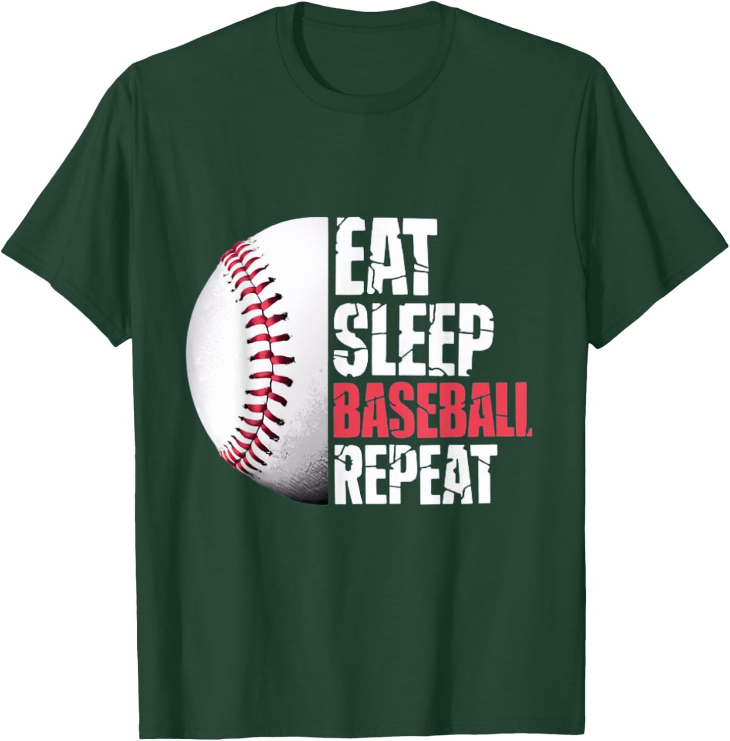 Eat Sleep Baseball Repeat Baseball Player Funny Baseball T-Shirt - T-Shirt | Forest