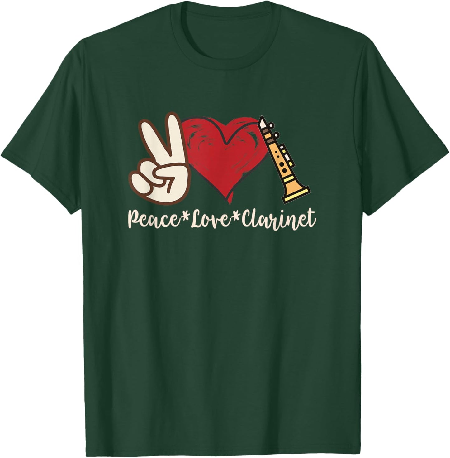Peace Love Clarinet T-Shirt - T-Shirt | Forest