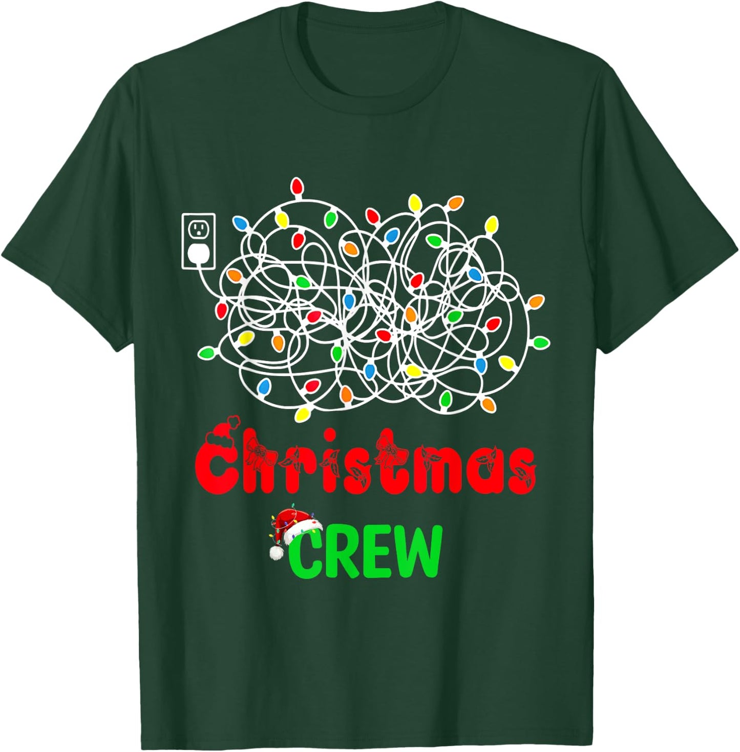 Christmas Crew Xmas Lights Pajama Happy Holiday Boy Girl T-Shirt - T-Shirt | Forest