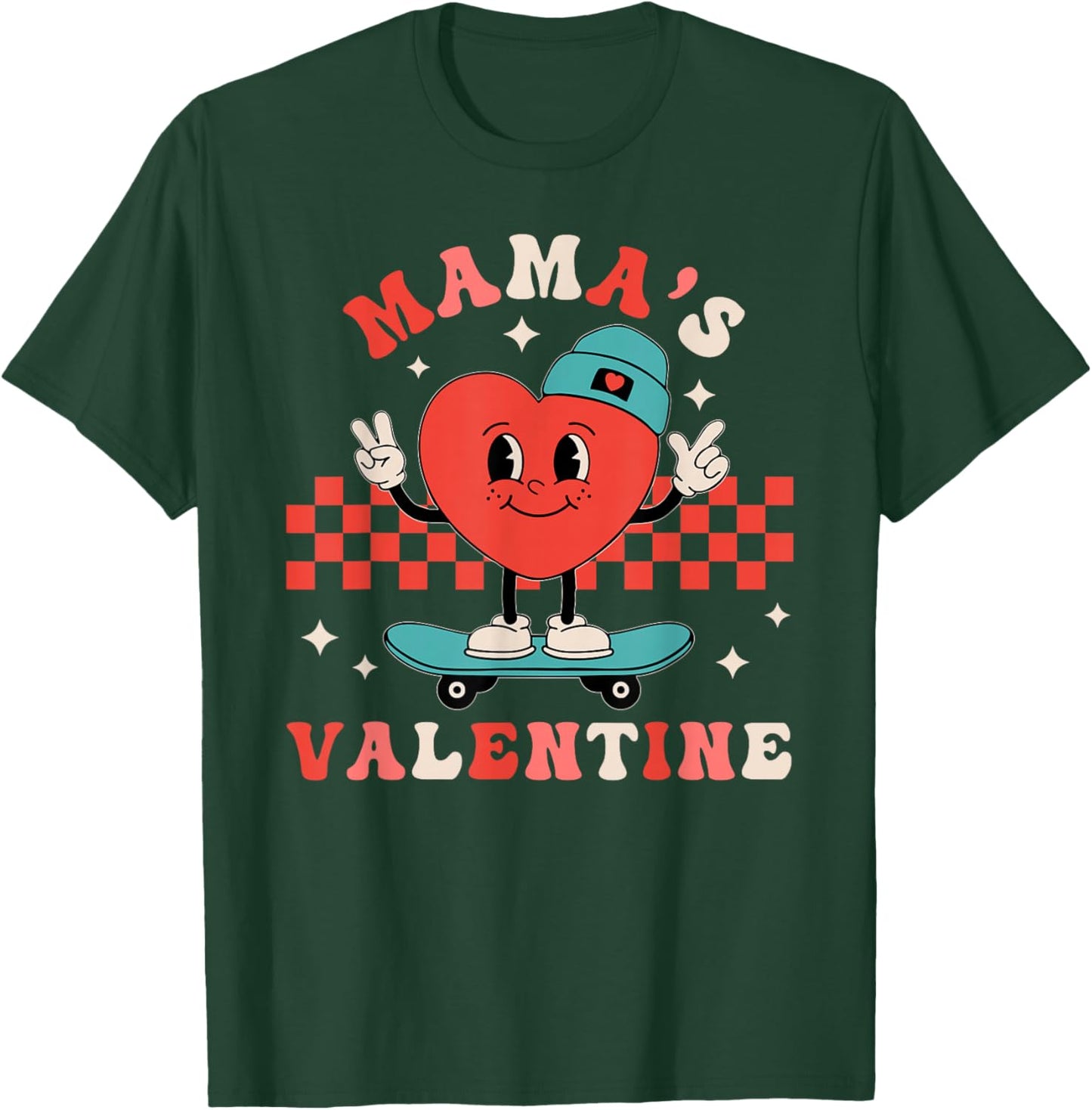 Retro Heart Mama's Valentine Mom for Boys Girls Kids Toddler T-Shirt - T-Shirt | Forest