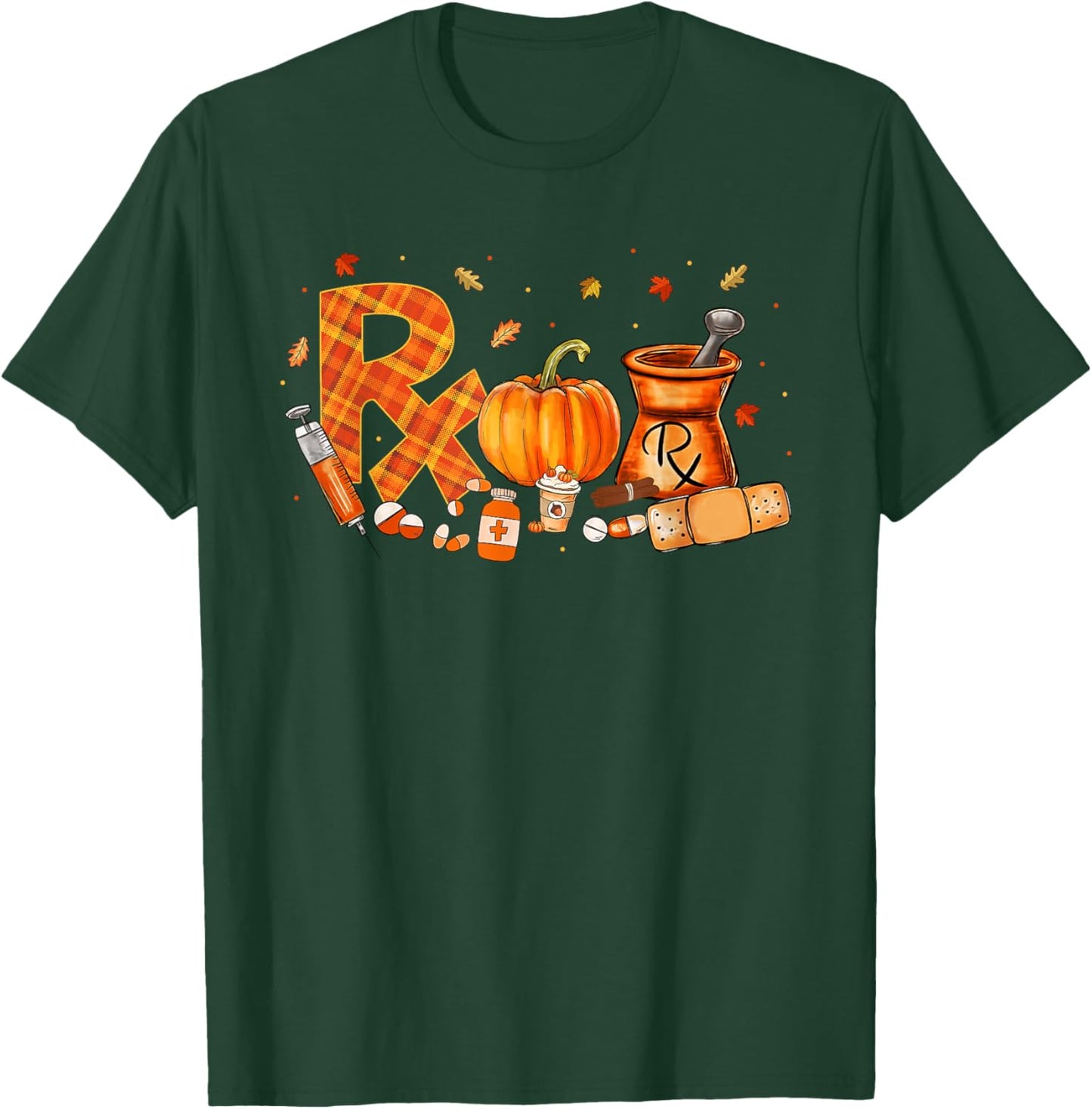 CPhT Pharmacy Technician Fall Autumn Leaves Pumpkin Season T-Shirt - T-Shirt | Forest