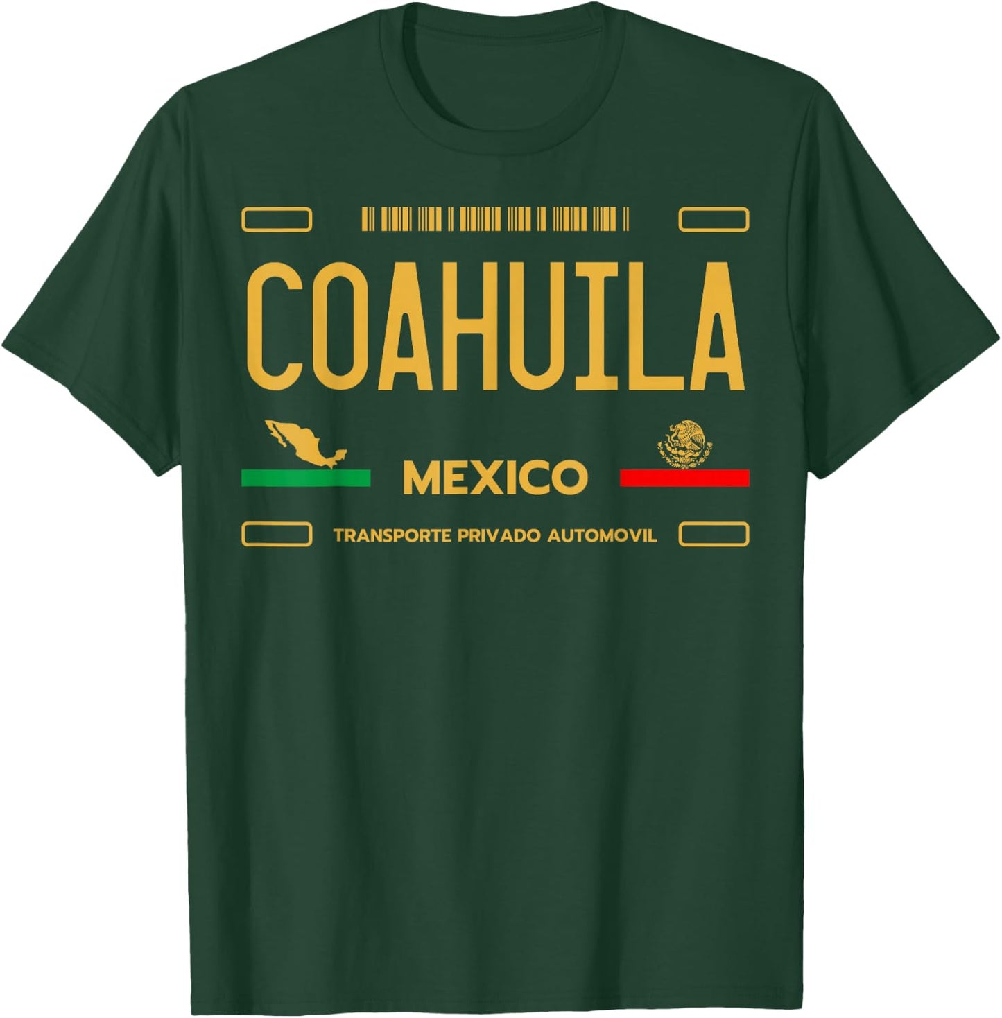 Coahuila License Plate, Coahuila Mexico, Coachuila T-Shirt - T-Shirt | Forest