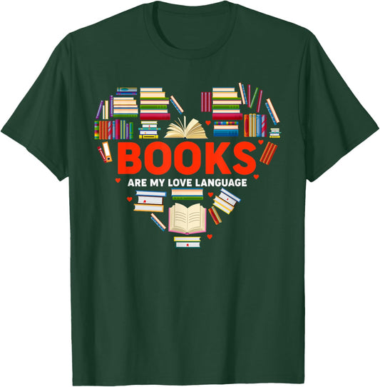 Books Heart Valentines Day Books Are My Love Language T-Shirt - T-Shirt | Forest