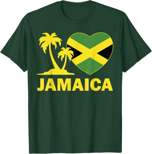Jamaica-Shirt I love Jamaican Flag Heart Women Men Kid Girls T-Shirt - T-Shirt | Forest