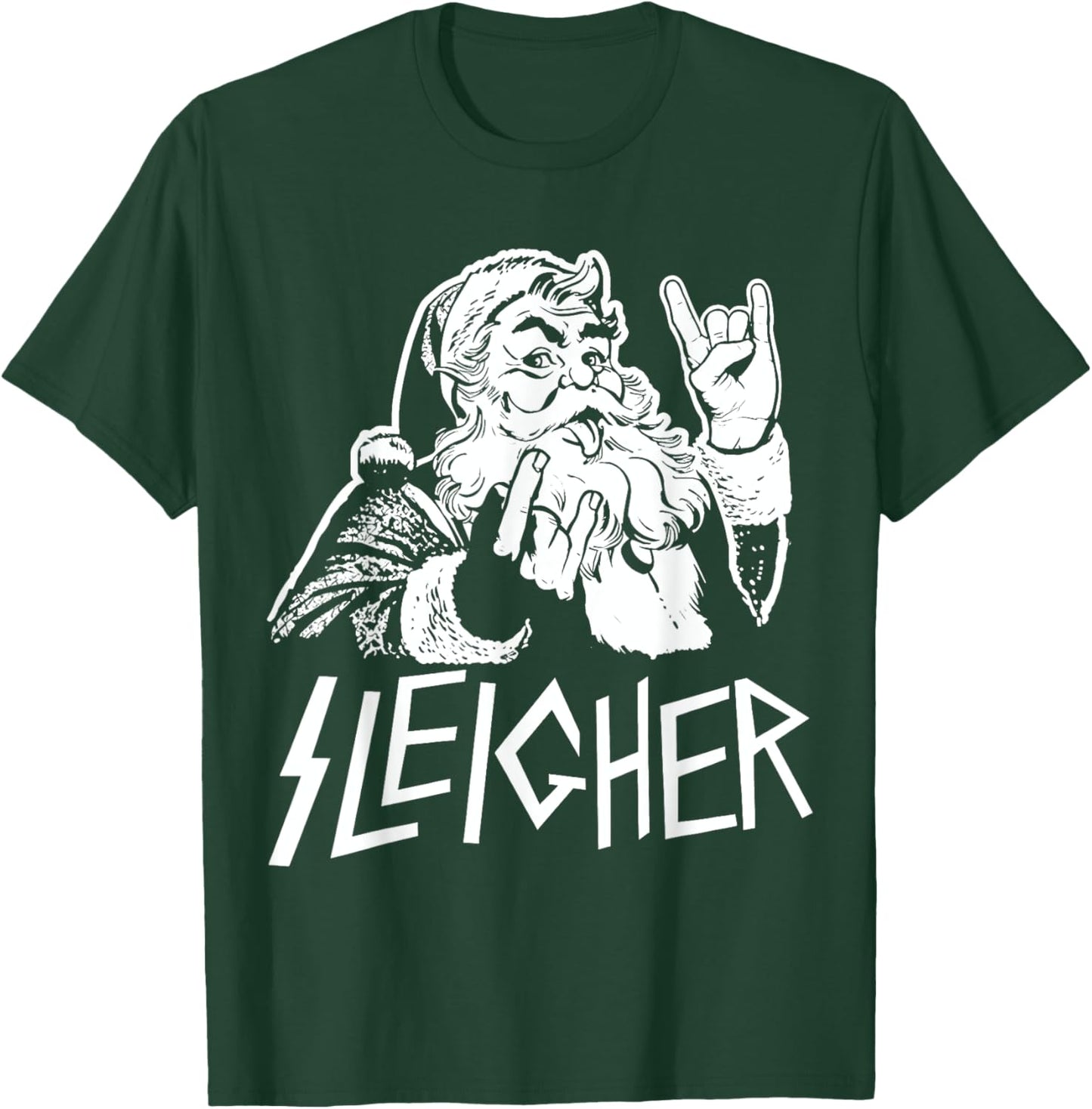 Sleigher Heavy Metal Santa Claus Rock On Goth Christmas T-Shirt - T-Shirt | Forest