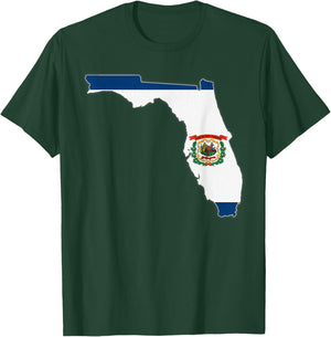FLORIDA STATE MAP WEST VIRGINIA WV Flag Roots Men Women Gift T-Shirt - T-Shirt | Forest