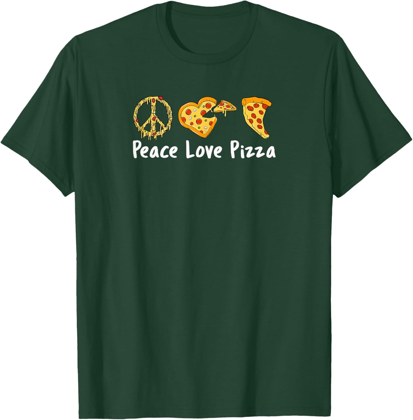 Peace Love Pizza Funny Pizza Small T-Shirt - T-Shirt | Forest