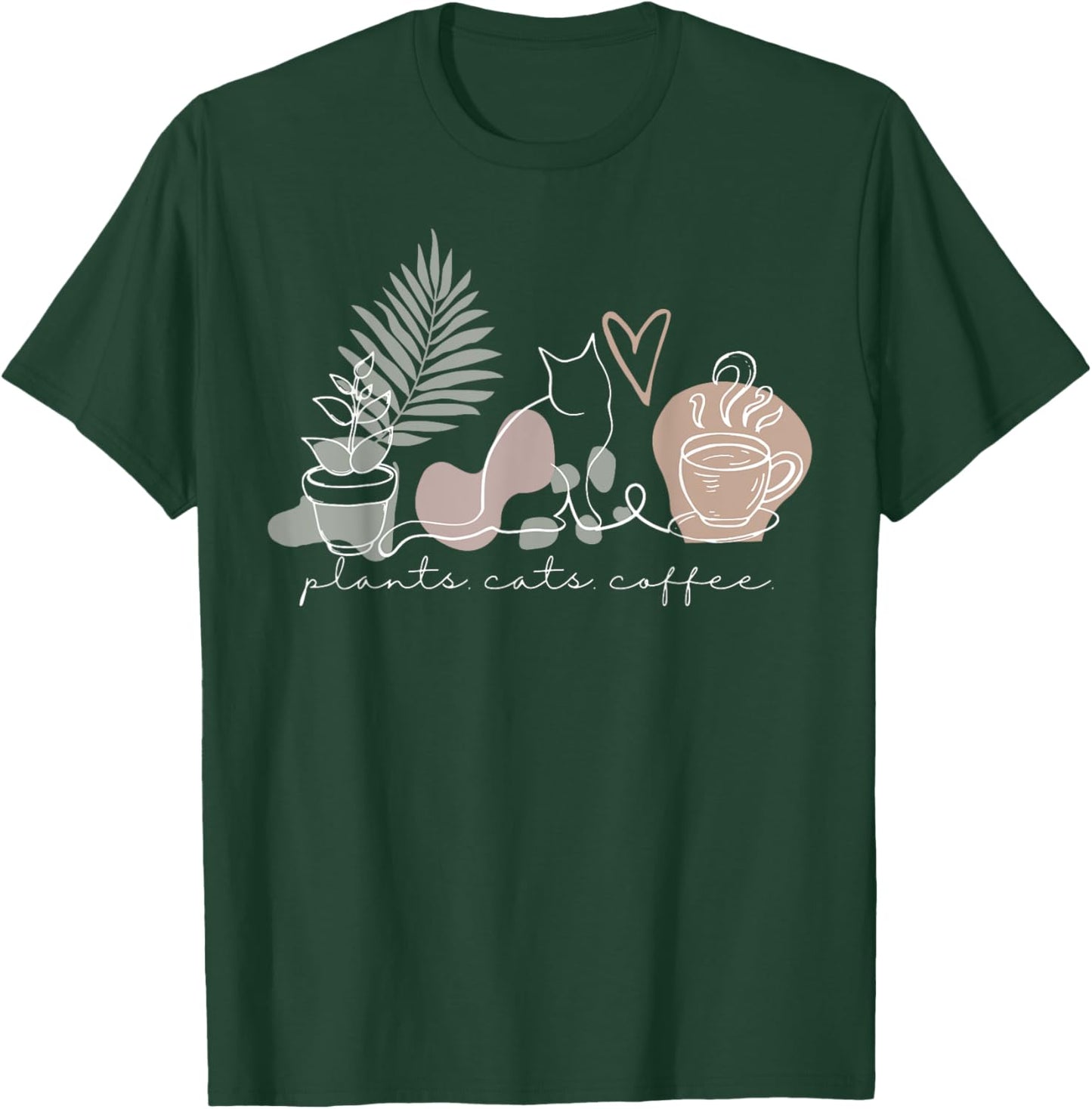 Plants Cats Coffee Cat Lover Gardening Succulent Plants Women T-Shirt - T-Shirt | Forest