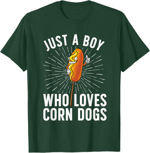 Cute Corn Dog Design Boys Kids Sausage Corndog Lover T-Shirt - T-Shirt | Forest