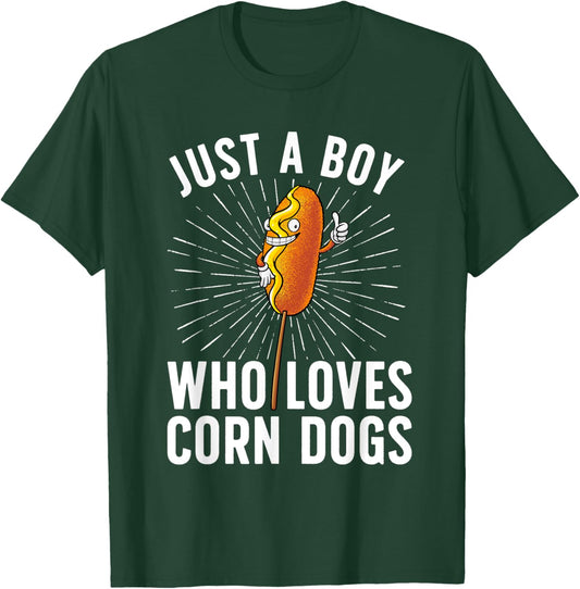 Cute Corn Dog Design Boys Kids Sausage Corndog Lover T-Shirt - T-Shirt | Forest
