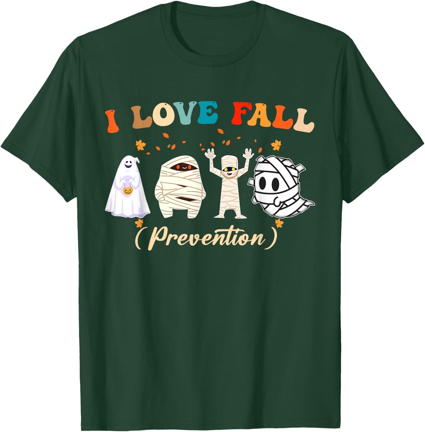 Retro I Love Fall Prevention Fall Nurse Ghost Halloween T-Shirt - T-Shirt | Forest