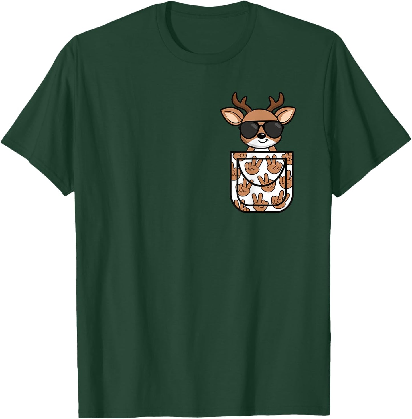 Funny Deer Pocket Men Women Kids T-Shirt - T-Shirt | Forest