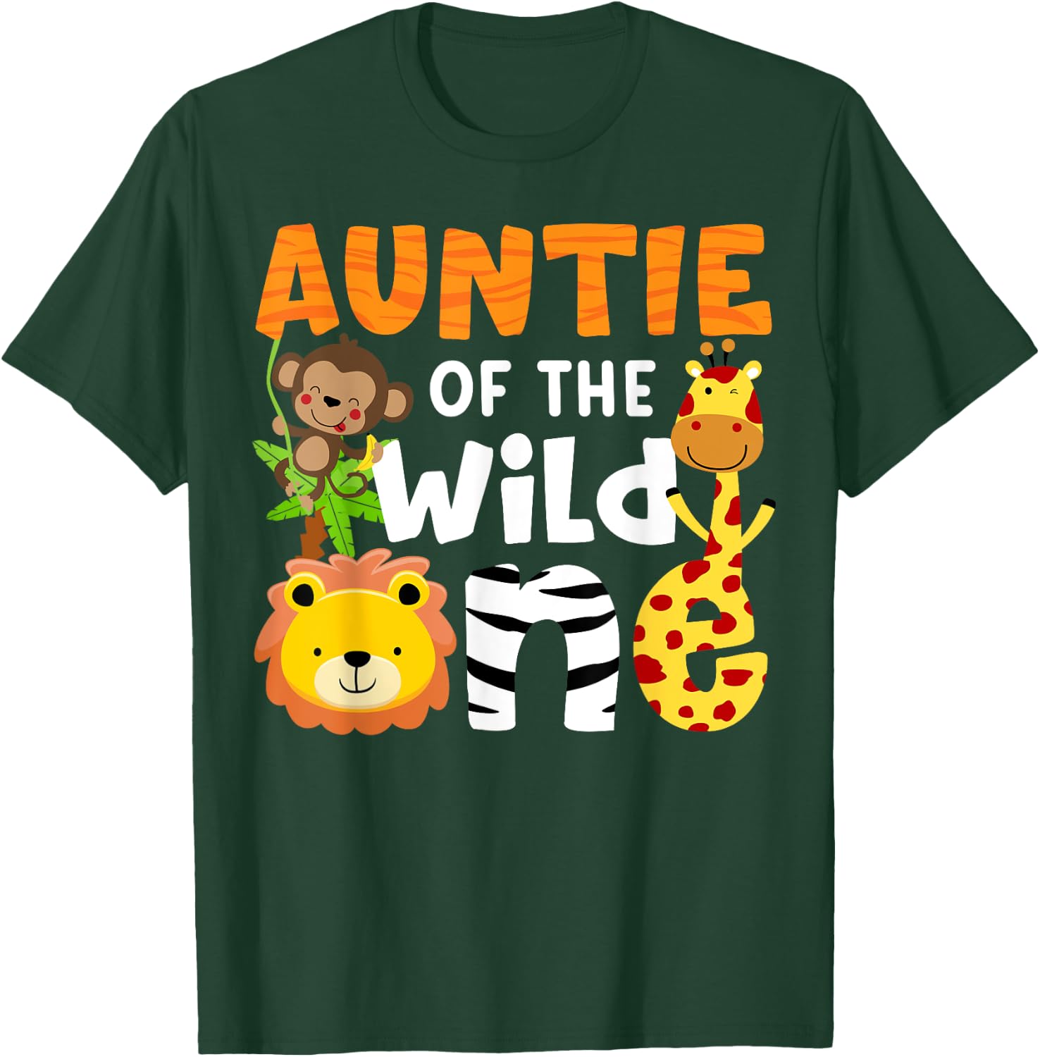 Auntie the Wild One Zoo Birthday Safari Jungle Animals Party T-Shirt - T-Shirt | Forest