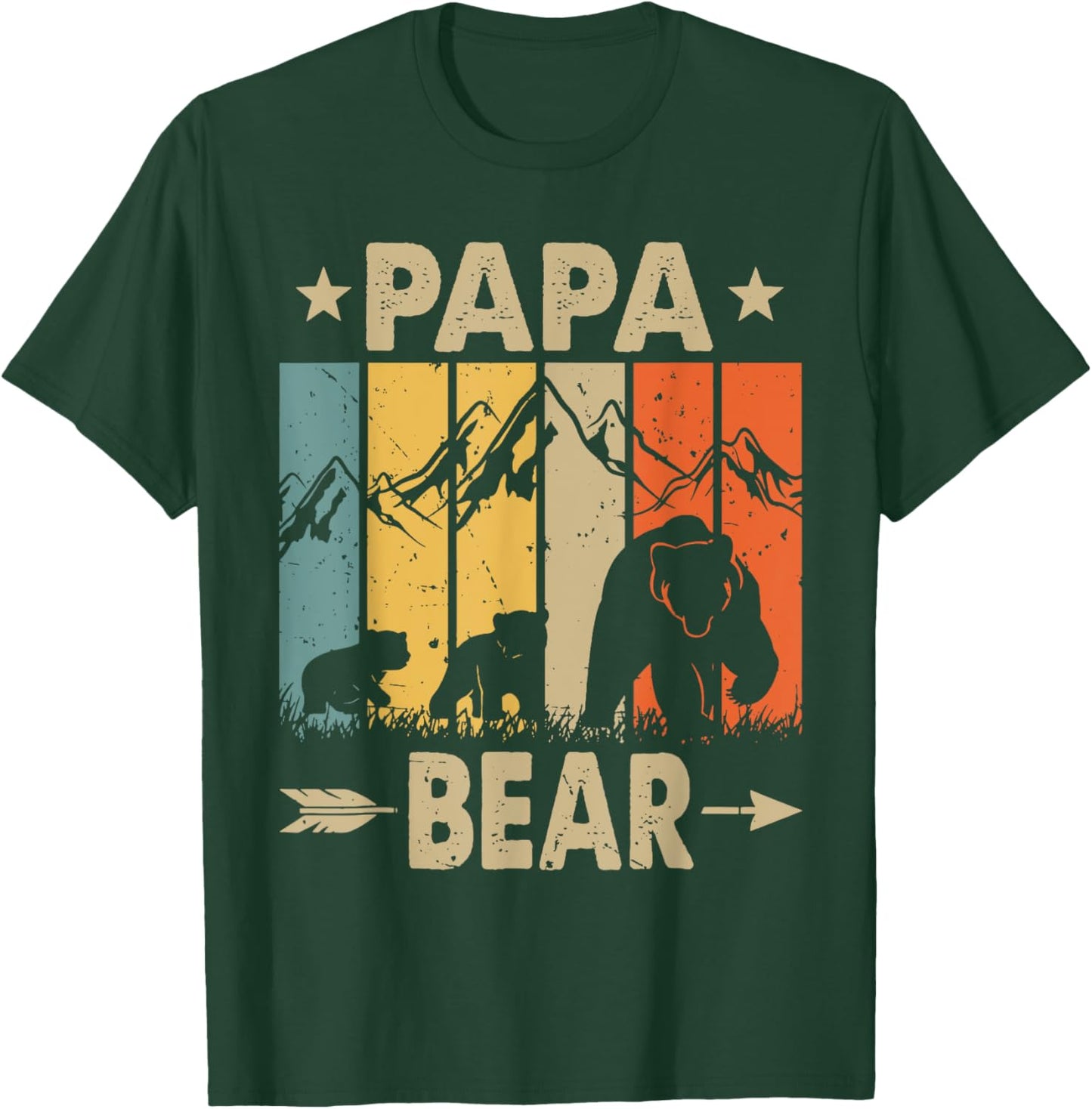 Papa Bear, Father of 2, Dad of two kids, Papa Bear and Cubs T-Shirt - T-Shirt | Forest