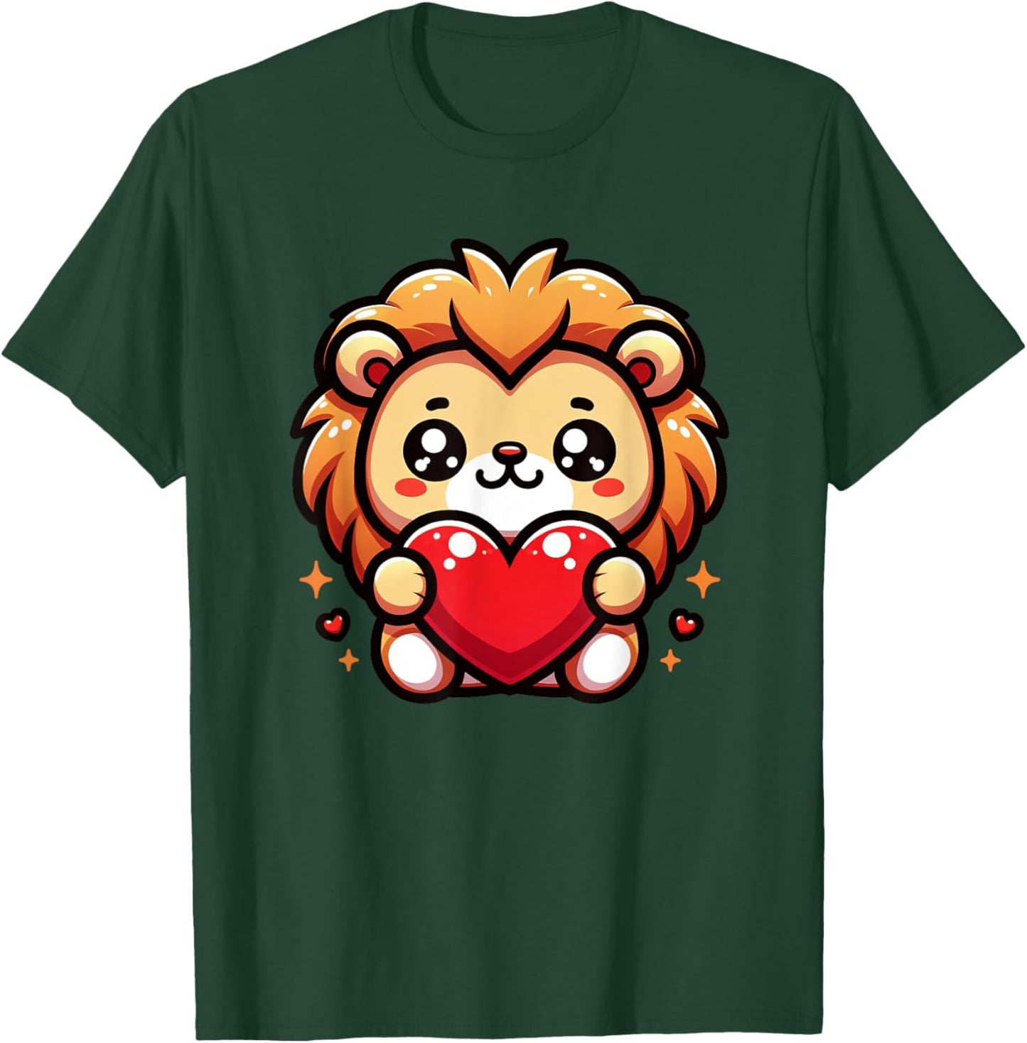 Lion Funny Valentines Heart Lover Men Women Kids T-Shirt - T-Shirt | Forest