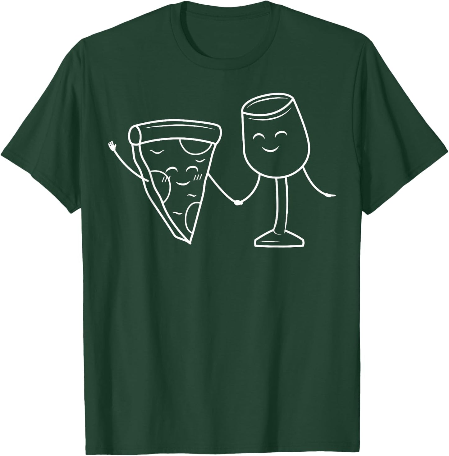 Pizza Piece Wine Glass Italian Kitchen Pizza and Wine T-Shirt - T-Shirt | Forest