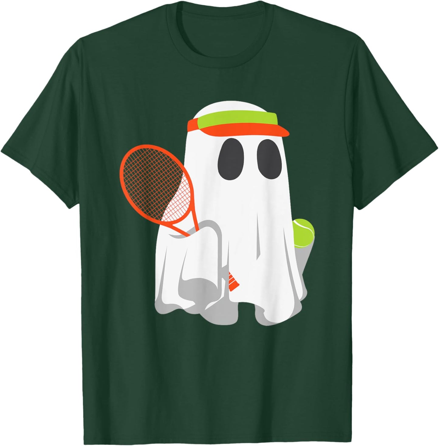 Funny Halloween Tennis Player Ghost Men Women Kids Matching T-Shirt - T-Shirt | Forest