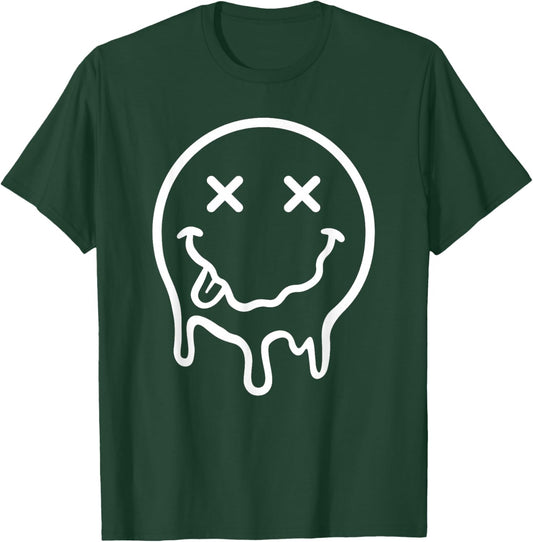 Melting Smile Face Funny Smiling Melted Dripping Face Cute T-Shirt - T-Shirt | Forest