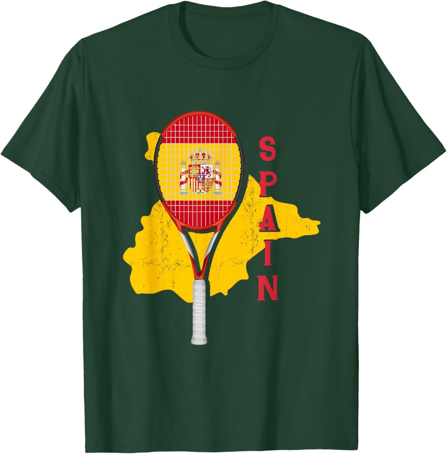 Spain Flag Tennis | Court Racket Ball | Tennis Player T-Shirt - T-Shirt | Forest