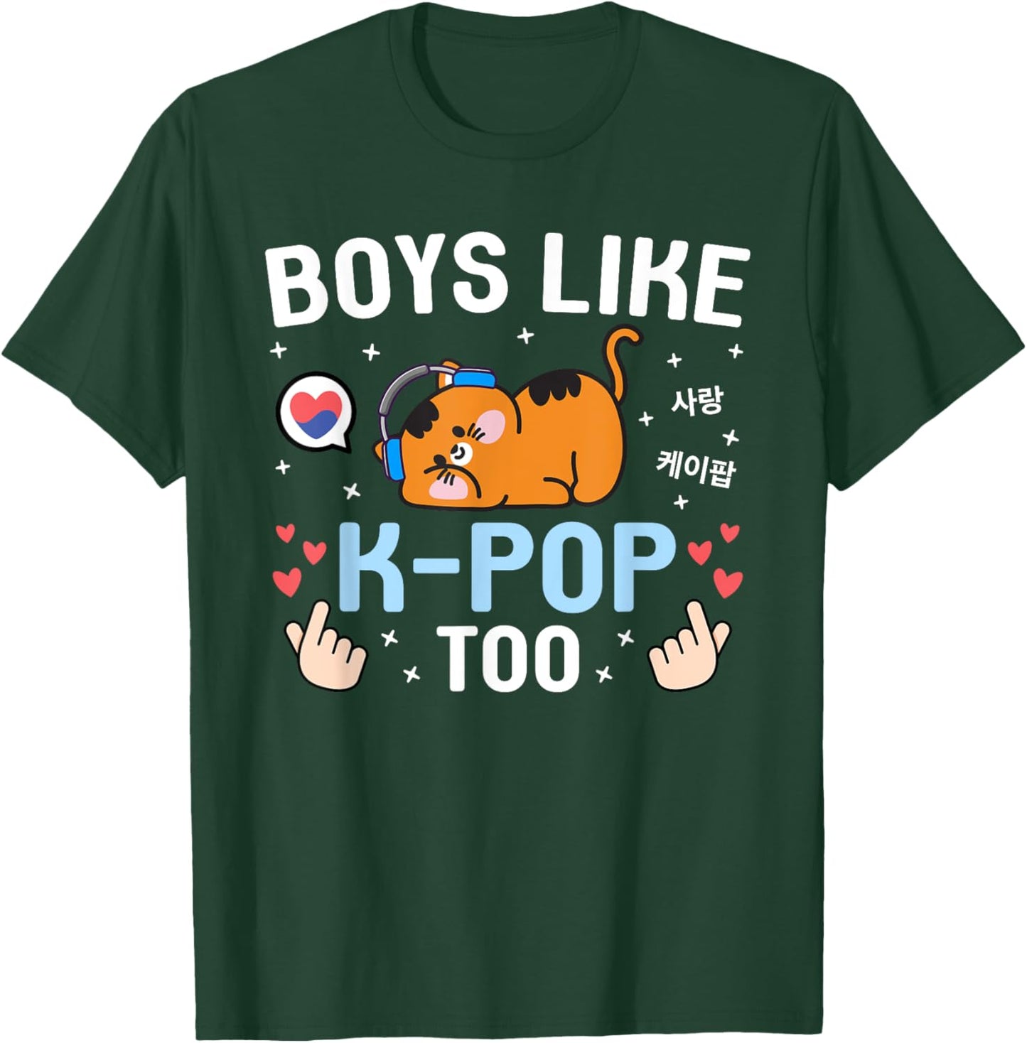 Boys Like K-Pop Too Cute Kawaii Cat Korean Music Kids K-Pop T-Shirt - T-Shirt | Forest