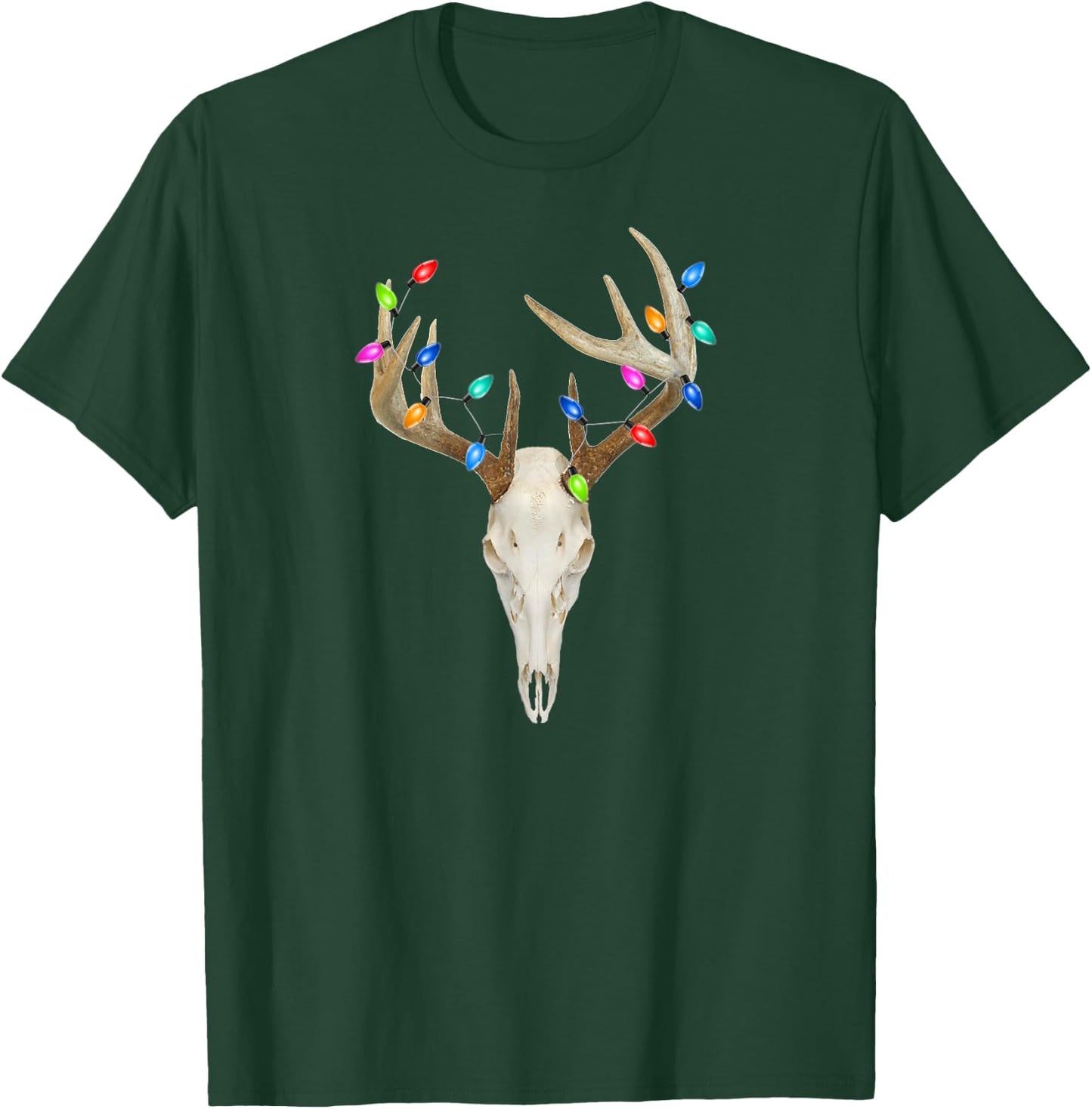 Deer Skull Hunting Christmas Whitetail Buck T-Shirt - T-Shirt | Forest