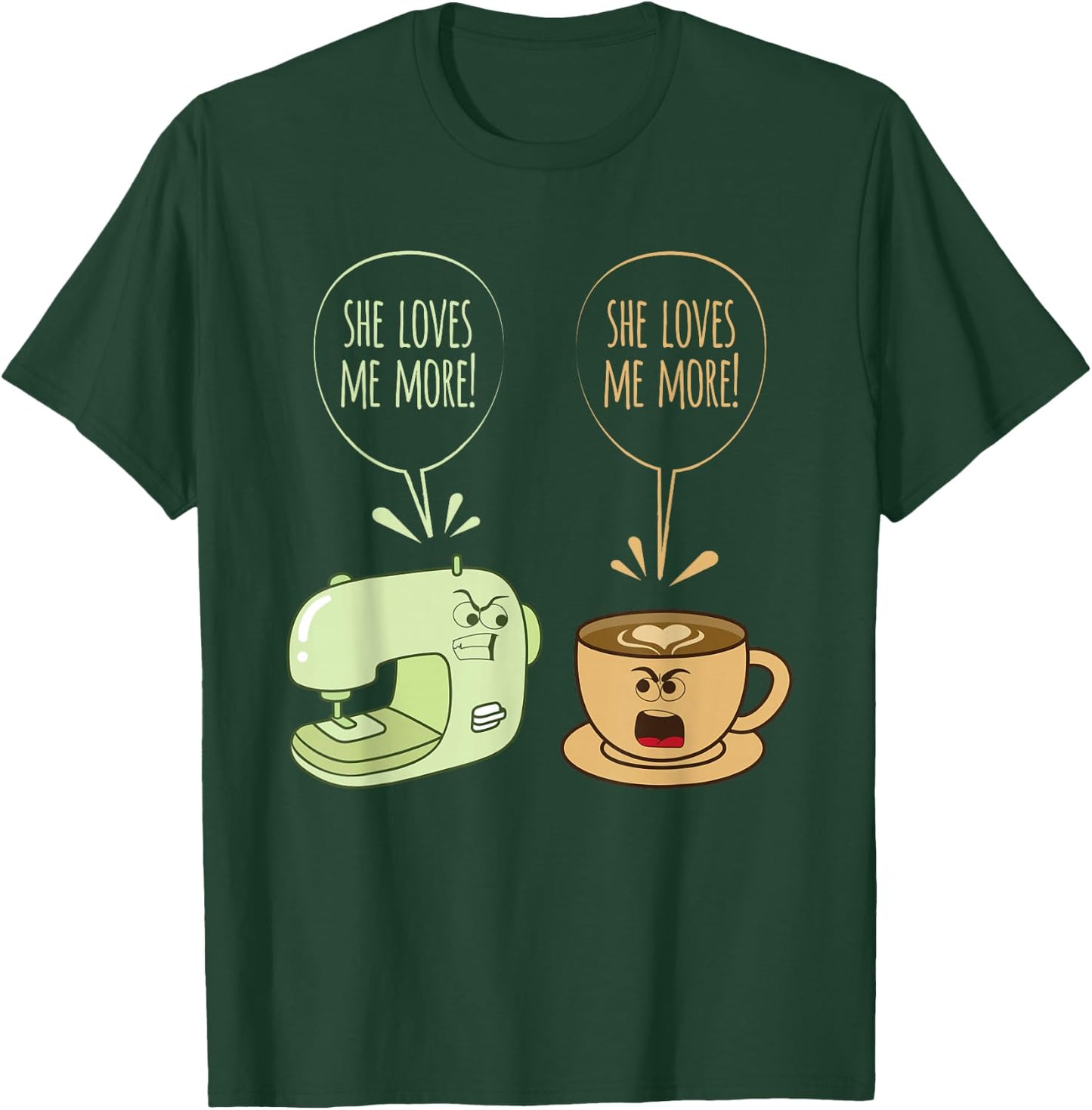 Sewing Machine Coffee Funny Sew Quilting Seamstress Sewer T-Shirt - T-Shirt | Forest