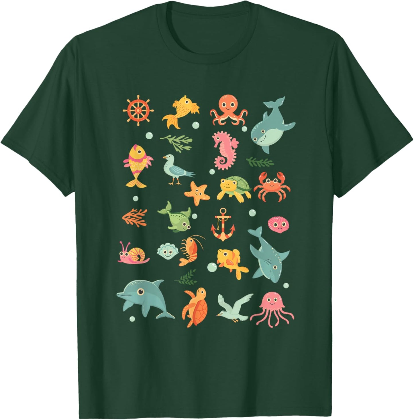 Cute Ocean Creatures Clownfish Sea Animals Kids Children T-Shirt - T-Shirt | Forest