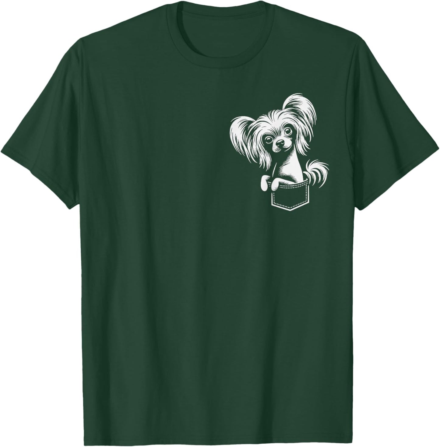 Cute Chinese Crested Dog Peeking Graphic Design , Small, Black T-Shirt - T-Shirt | Forest