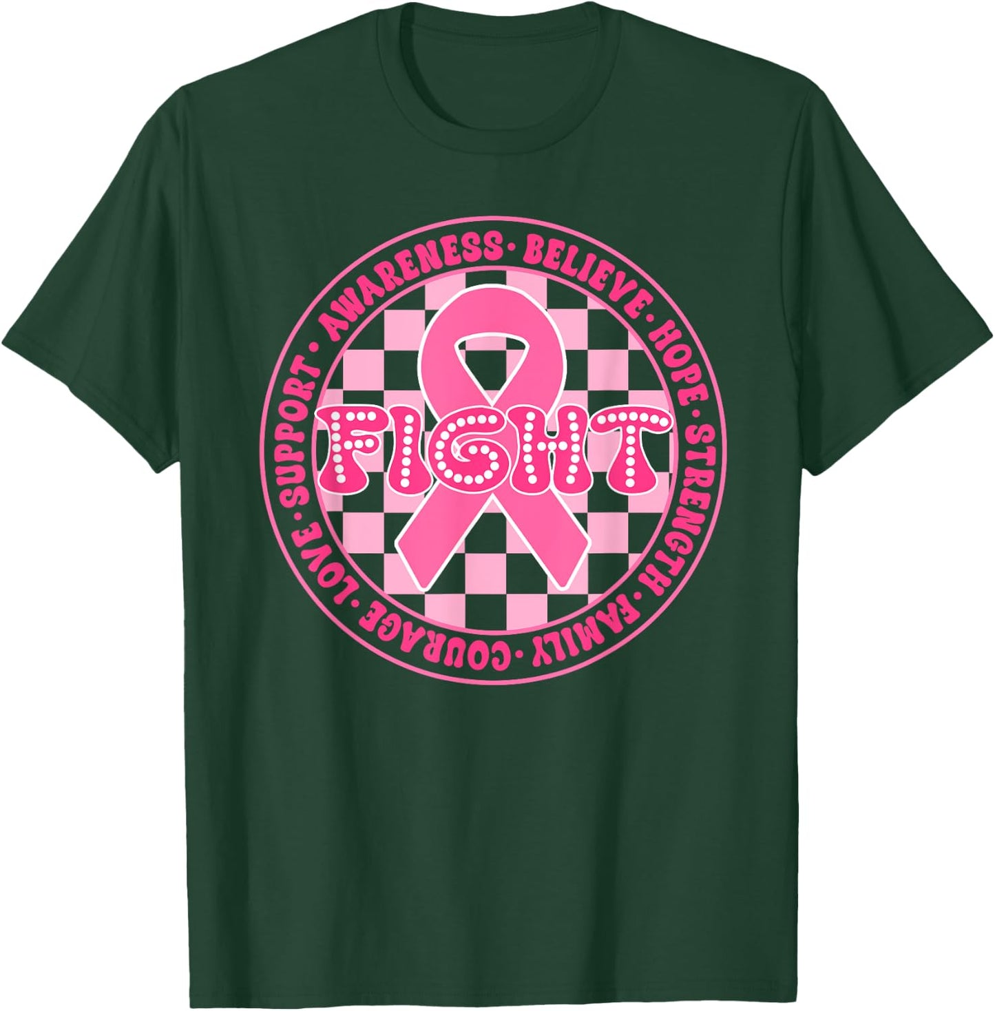 Faith Hope Love Pink Ribbon Breast Cancer Awareness Month T-Shirt - T-Shirt | Forest