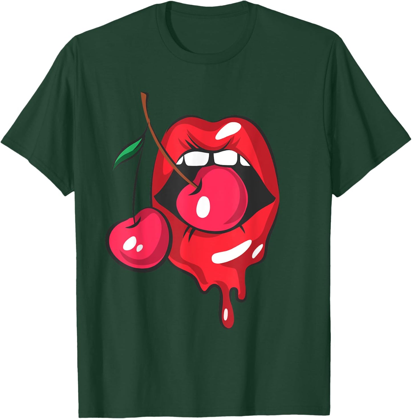 Red lips and cherries sexy trendy vintage retro Gift T-Shirt - T-Shirt | Forest