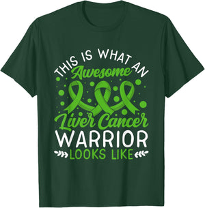 Awesome Liver Cancer Warrior Liver Cancer Awareness T-Shirt - T-Shirt | Forest