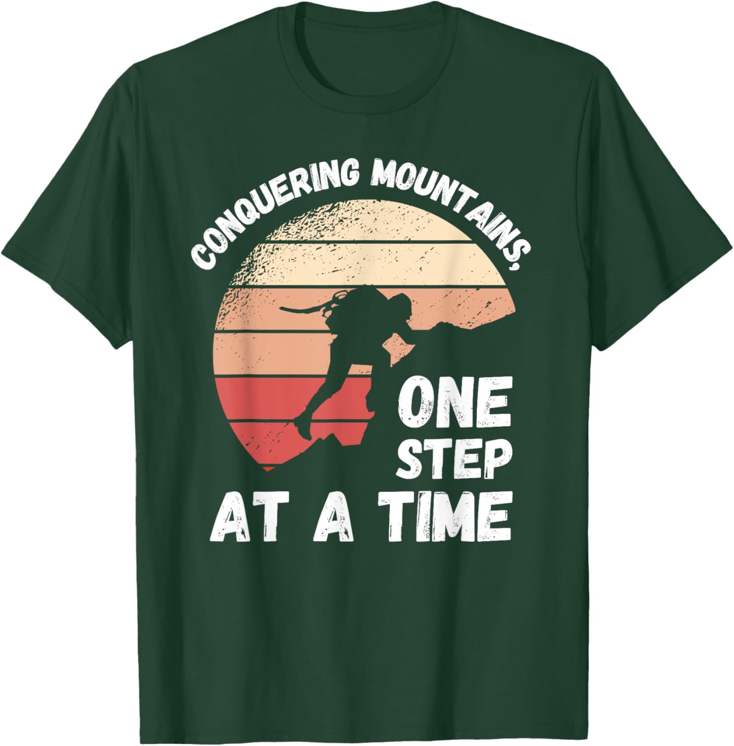 Rock Climbing Retro Conquering mountains, one step at a time T-Shirt - T-Shirt | Forest