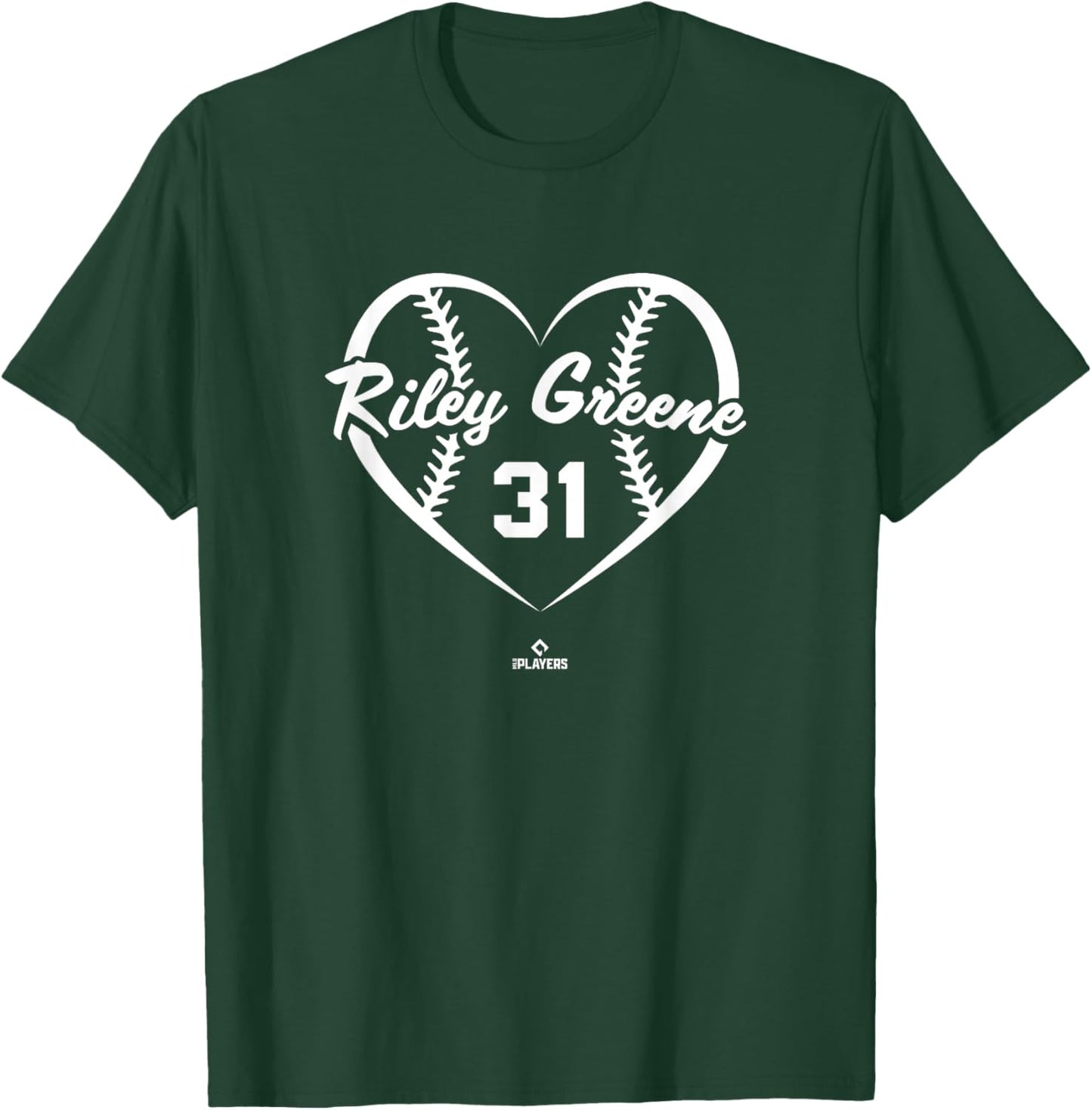 Baseball Heart Number Riley Greene Detroit MLBPA T-Shirt - T-Shirt | Forest