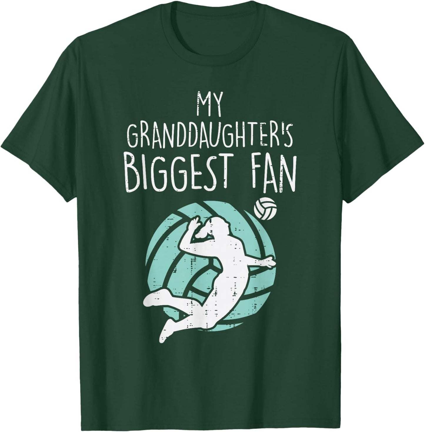 Granddaughters Biggest Fan Volleyball Family Grandma Grandpa T-Shirt - T-Shirt | Forest
