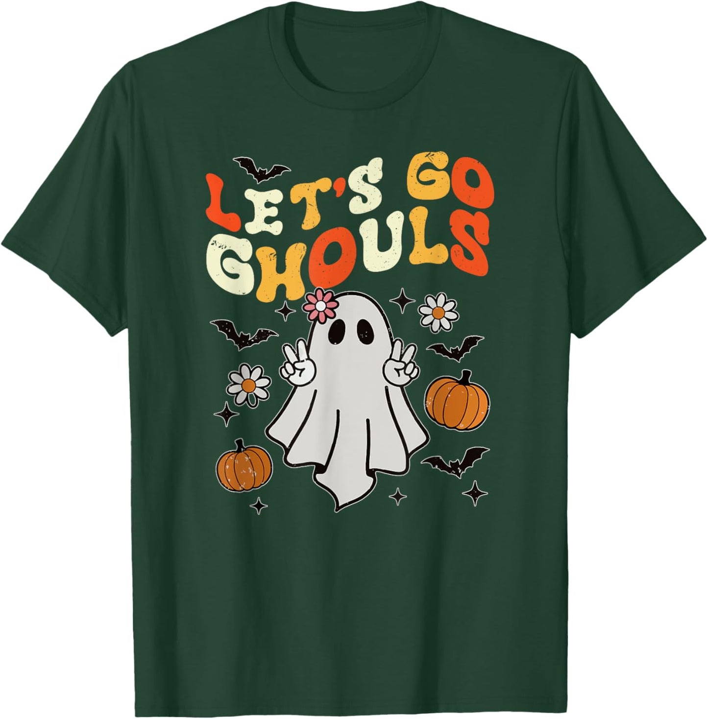Halloween Lets Go Ghouls Ghost Retro Shirts Women Girl Kids T-Shirt - T-Shirt | Forest