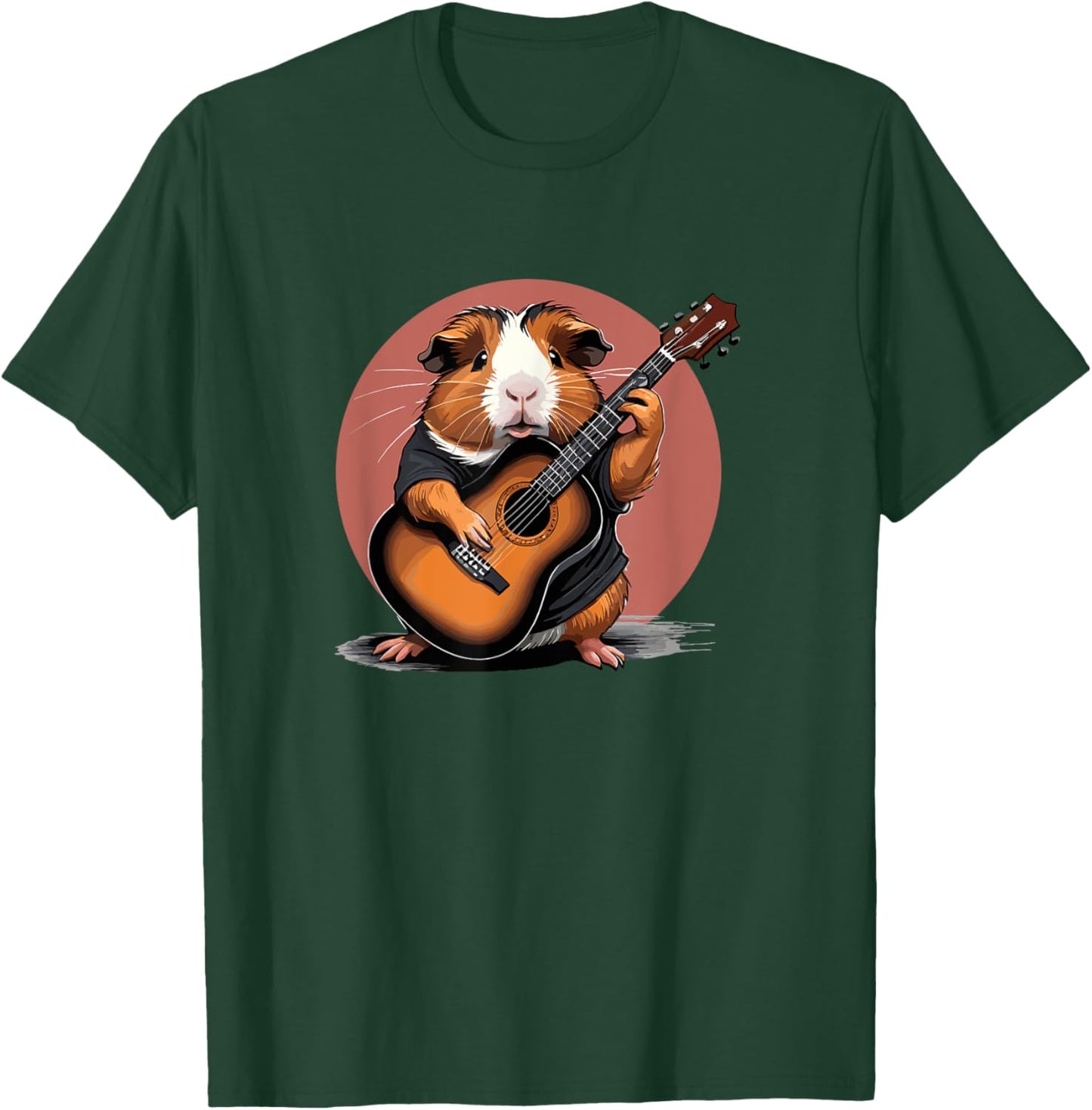 Guinea Pig playing Acoustic Guitar, Guinea Pig Guitarist T-Shirt - T-Shirt | Forest