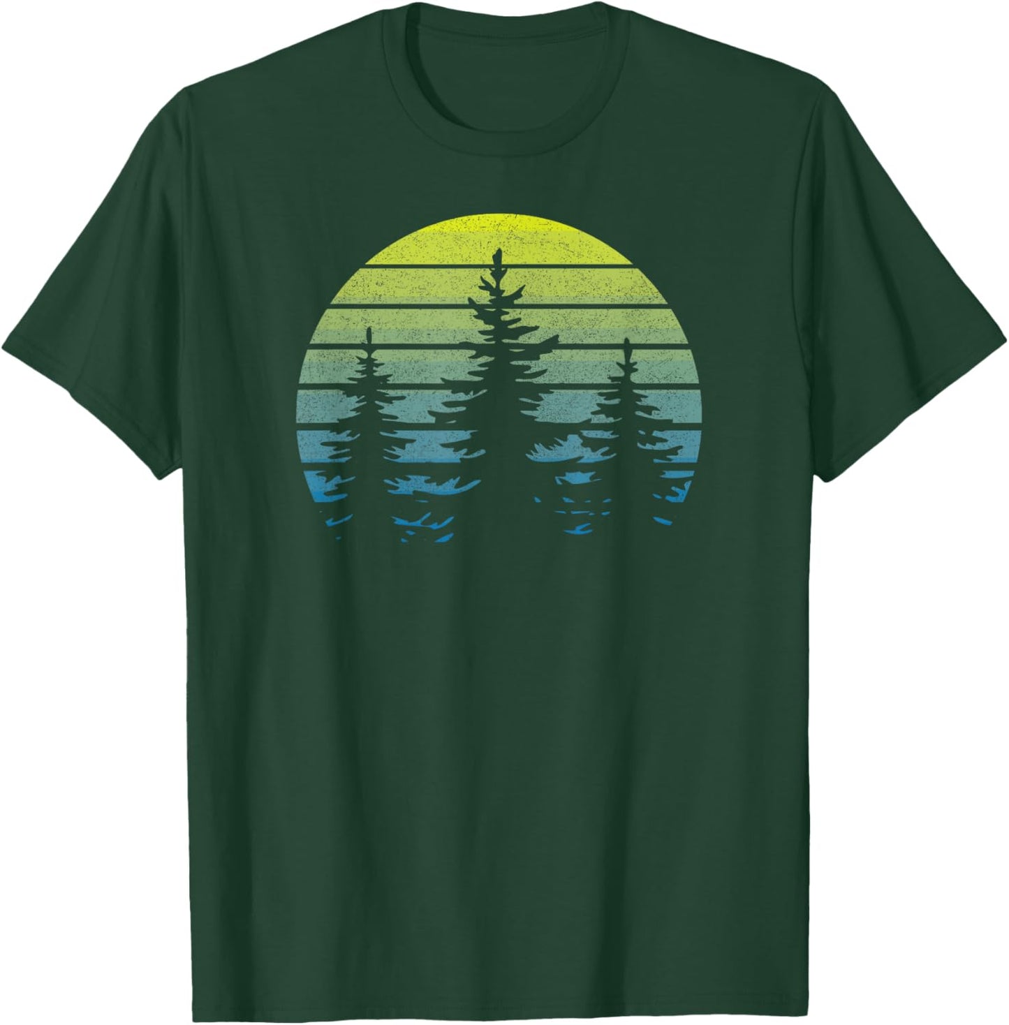 Vintage Sunset Trees Hiking Camping Souvenir Retro Throwback T-Shirt - T-Shirt | Forest
